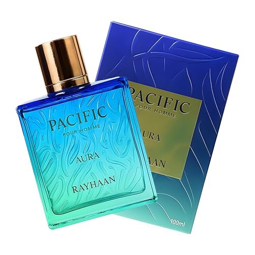 Rayhaan Pacific Aura Eau de Parfum for Men - Citrus, Aromatic, Mint, Amber, Fresh - 3.4 oz / 100 ml Avelisse