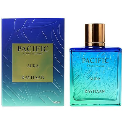 Rayhaan Pacific Aura Eau de Parfum for Men - Citrus, Aromatic, Mint, Amber, Fresh - 3.4 oz / 100 ml Avelisse
