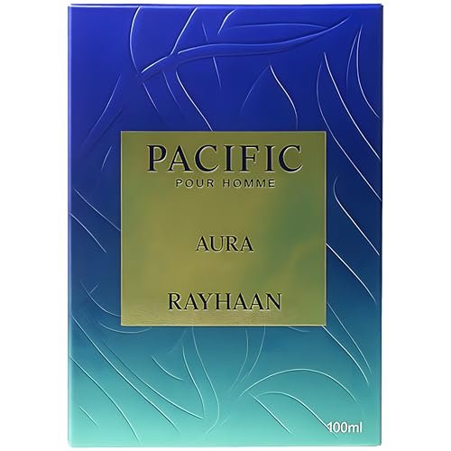 Rayhaan Pacific Aura Eau de Parfum for Men - Citrus, Aromatic, Mint, Amber, Fresh - 3.4 oz / 100 ml Avelisse