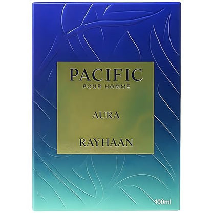 Rayhaan Pacific Aura Eau de Parfum for Men - Citrus, Aromatic, Mint, Amber, Fresh - 3.4 oz / 100 ml Avelisse