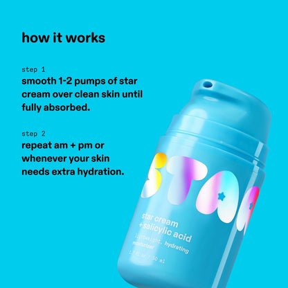 Starface Star Cream + Salicylic Acid - Lightweight Hydrating Moisturizer for Breakout-Prone & Sensitive Skin, 1.7 fl oz Avelisse