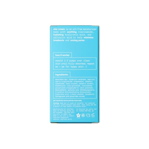 Starface Star Cream + Salicylic Acid - Lightweight Hydrating Moisturizer for Breakout-Prone & Sensitive Skin, 1.7 fl oz Avelisse