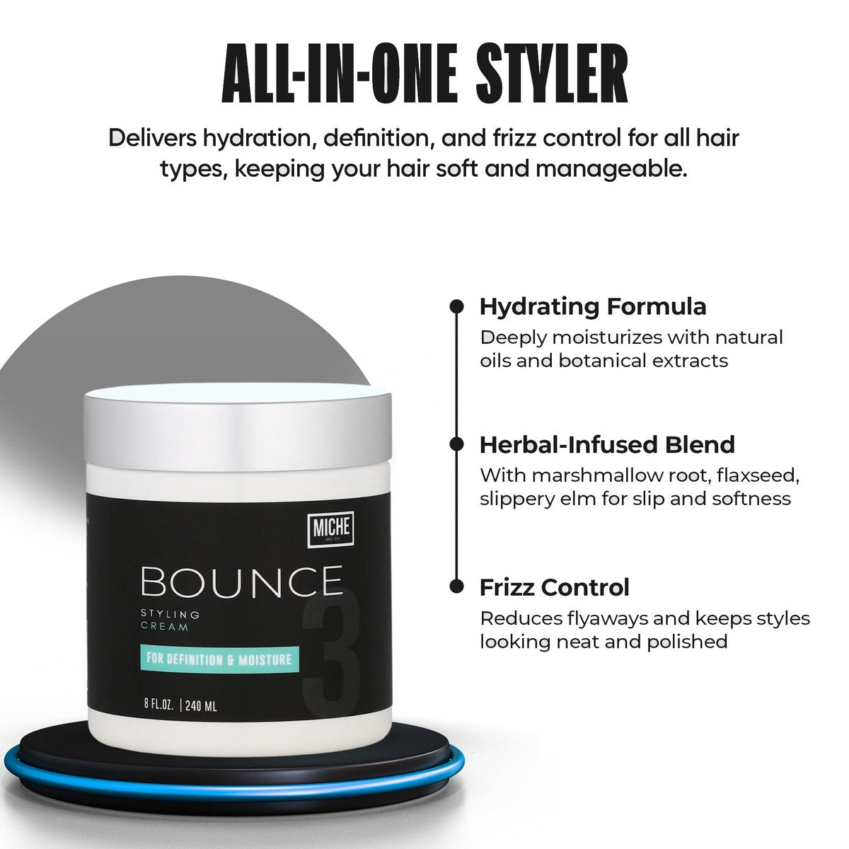 Miche Bounce Styling Cream – Definition & Moisture for Curly Hair, 8 fl oz Avelisse