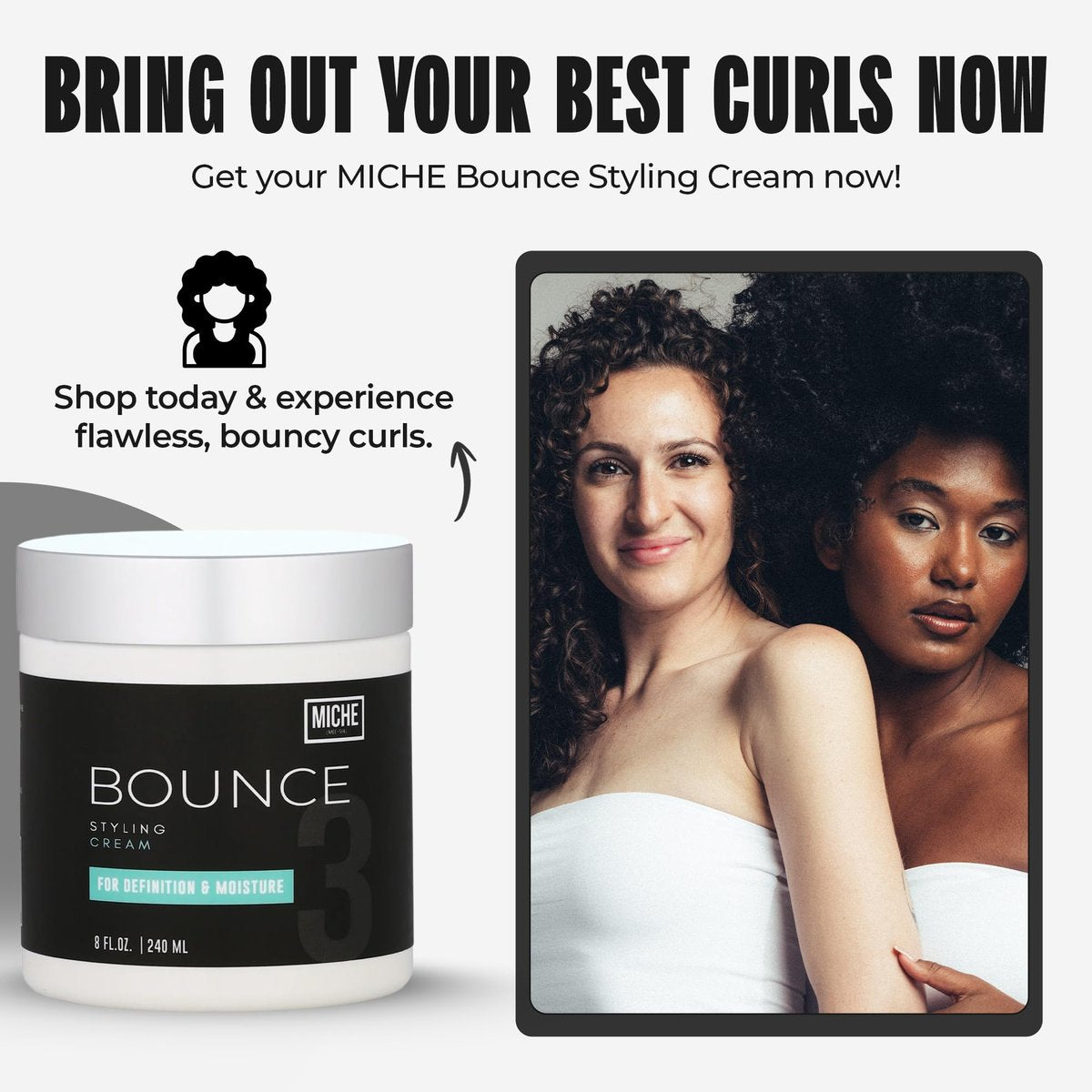 Miche Bounce Styling Cream – Definition & Moisture for Curly Hair, 8 fl oz Avelisse