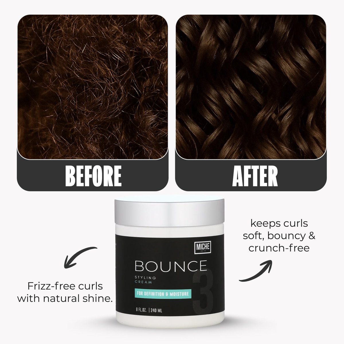 Miche Bounce Styling Cream – Definition & Moisture for Curly Hair, 8 fl oz Avelisse
