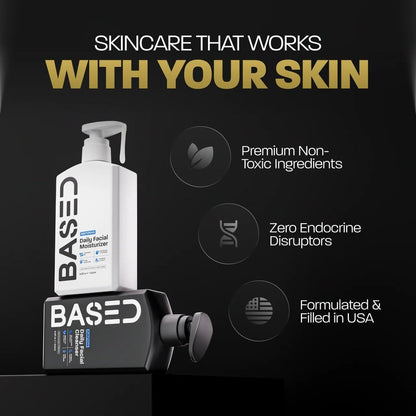 BASED Daily Skincare Duo: Purifying Face Wash & Restoring Moisturizer for All Skin Types, Hormone-Safe Avelisse