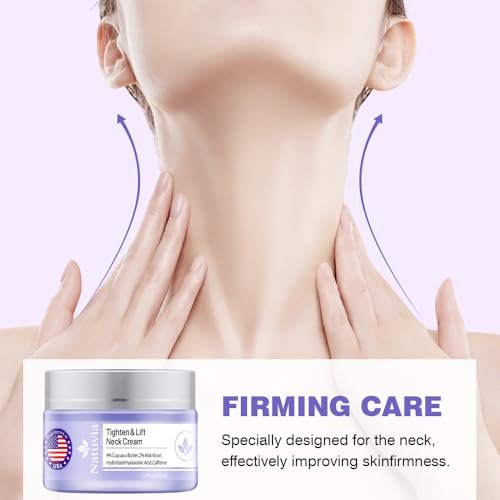 Natuvia Tighten & Lift Neck Cream – Anti-Aging Firming Moisturizer with Hyaluronic Acid, Cupuacu Butter & Caffeine for Sagging Skin, Wrinkles, Hydration – 1.7 Fl Oz - görsel 10