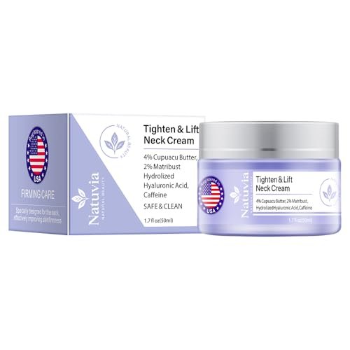 Natuvia Tighten & Lift Neck Cream – Anti-Aging Firming Moisturizer with Hyaluronic Acid, Cupuacu Butter & Caffeine for Sagging Skin, Wrinkles, Hydration – 1.7 Fl Oz - görsel 4