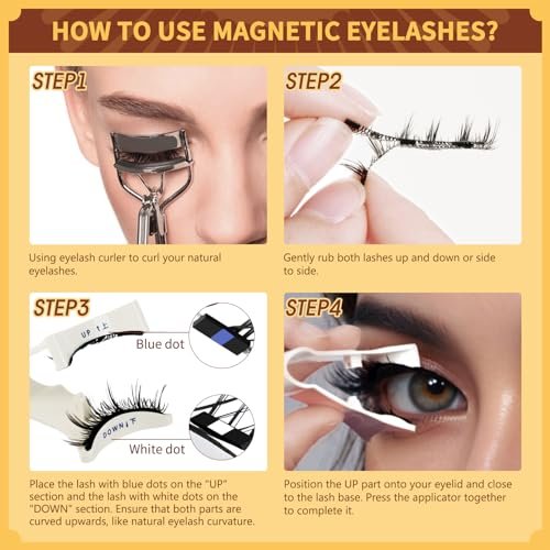 QUEWEL Magnetic Eyelashes 2 Pair Reusable Magnetic Eyelashes with Applicator No Glue Needed Cat Eye Natural Look Lash Clusters Kit Easy to Wear and Remove (A09) Avelisse