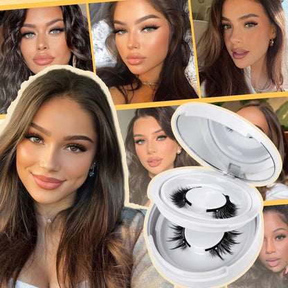 QUEWEL Magnetic Eyelashes 2 Pair Reusable Magnetic Eyelashes with Applicator No Glue Needed Cat Eye Natural Look Lash Clusters Kit Easy to Wear and Remove (A09) Avelisse