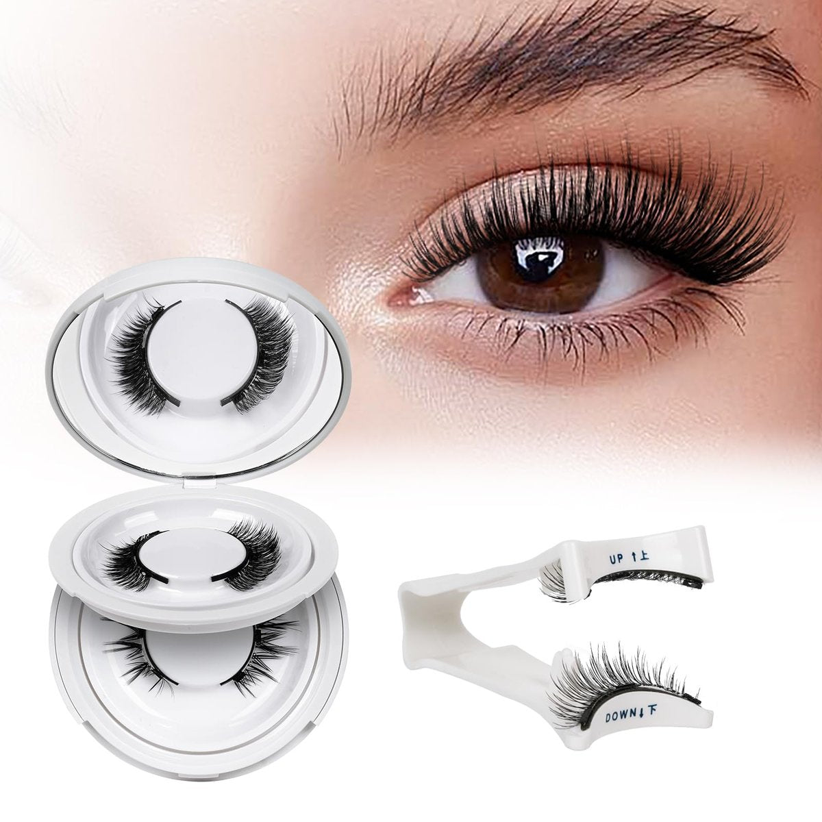 QUEWEL Magnetic Eyelashes 2 Pair Reusable Magnetic Eyelashes with Applicator No Glue Needed Cat Eye Natural Look Lash Clusters Kit Easy to Wear and Remove (A09) Avelisse