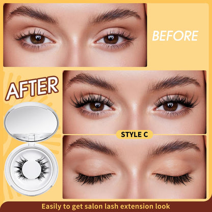 QUEWEL Magnetic Eyelashes 2 Pair Reusable Magnetic Eyelashes with Applicator No Glue Needed Cat Eye Natural Look Lash Clusters Kit Easy to Wear and Remove (A09) Avelisse