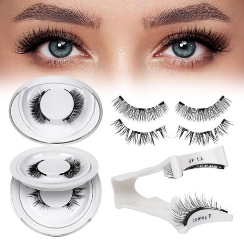 QUEWEL Magnetic Eyelashes 2 Pair Reusable Magnetic Eyelashes with Applicator No Glue Needed Cat Eye Natural Look Lash Clusters Kit Easy to Wear and Remove (A09) Avelisse