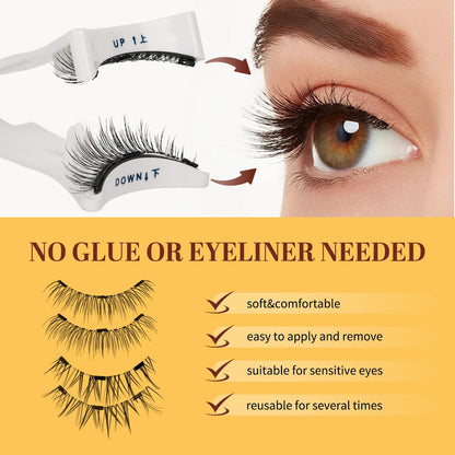 QUEWEL Magnetic Eyelashes 2 Pair Reusable Magnetic Eyelashes with Applicator No Glue Needed Cat Eye Natural Look Lash Clusters Kit Easy to Wear and Remove (A09) Avelisse