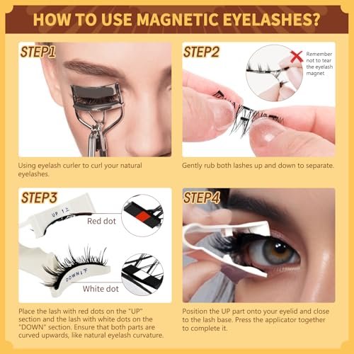 QUEWEL Magnetic Eyelashes 2 Pair Reusable – Natural Cat Eye Look: The lashes are designed to create a subtle yet – Image 16