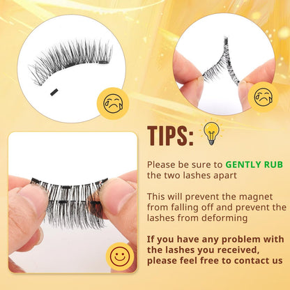 QUEWEL Magnetic Eyelashes 1 Pair Reusable Cat Eye Natural Look Lash Clusters Kit with Applicator, No Glue Needed, Easy to Wear and Remove (B09)