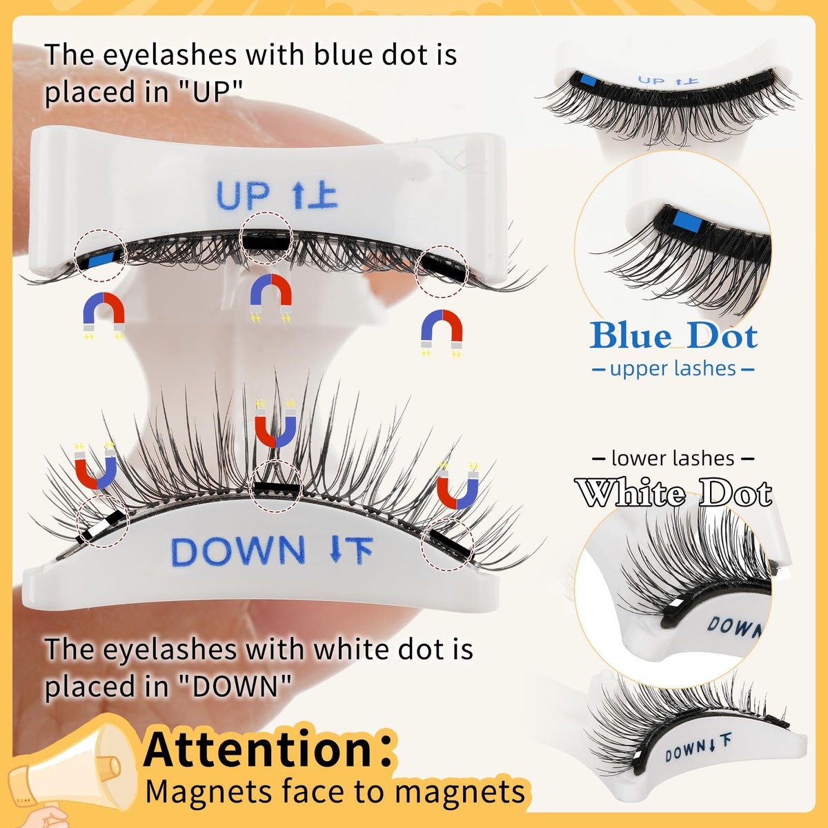 QUEWEL Magnetic Eyelashes 1 Pair Reusable Cat Eye Natural Look Lash Clusters Kit with Applicator, No Glue Needed, Easy to Wear and Remove (B09) - görsel 3
