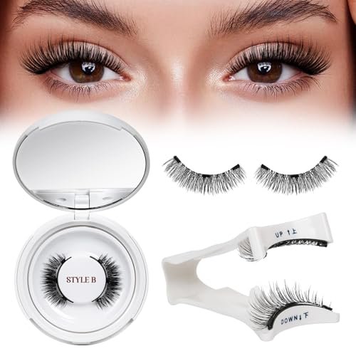 QUEWEL Magnetic Eyelashes 1 Pair Reusable Cat Eye Natural Look Lash Clusters Kit with Applicator, No Glue Needed, Easy to Wear and Remove (B09) - görsel 2