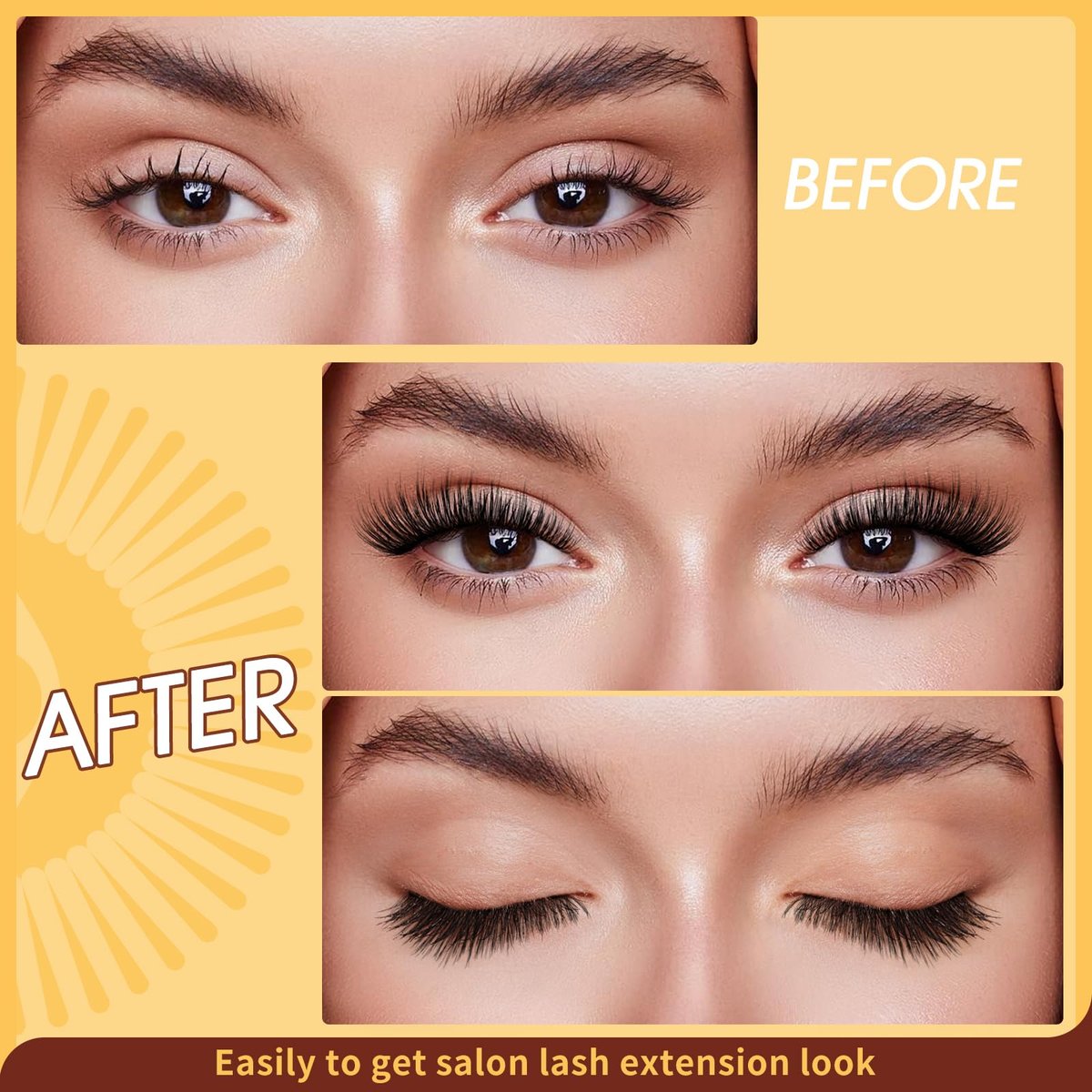 QUEWEL Magnetic Eyelashes 1 Pair Reusable Cat Eye Natural Look Lash Clusters Kit with Applicator, No Glue Needed, Easy to Wear and Remove (B09) - görsel 9