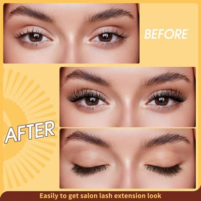 QUEWEL Magnetic Eyelashes 1 Pair Reusable Cat Eye Natural Look Lash Clusters Kit with Applicator, No Glue Needed, Easy to Wear and Remove (B09)