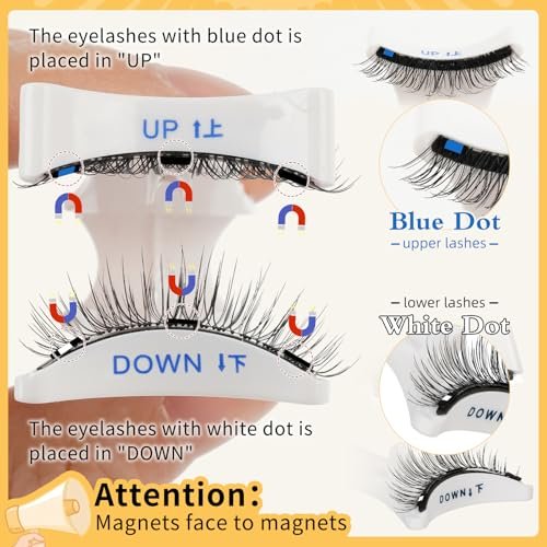 QUEWEL Magnetic Eyelashes 1 Pair Reusable Cat Eye Natural Look Lash Clusters Kit with Applicator, No Glue Needed, Easy to Wear and Remove (B09) - görsel 4