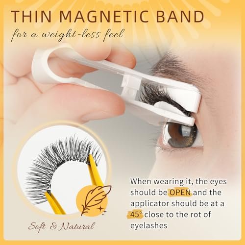 QUEWEL Magnetic Eyelashes 1 Pair Reusable Cat Eye Natural Look Lash Clusters Kit with Applicator, No Glue Needed, Easy to Wear and Remove (B09) - görsel 6