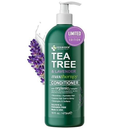 KESMEDIK Tea Tree Lavender Mint Conditioner - Moisturizing Conditioner for Coarse & Dry Damaged Hair, Hydrates & Soothes Itchy Dry Scalp, Detangles & Controls Frizz, 16 fl oz Avelisse
