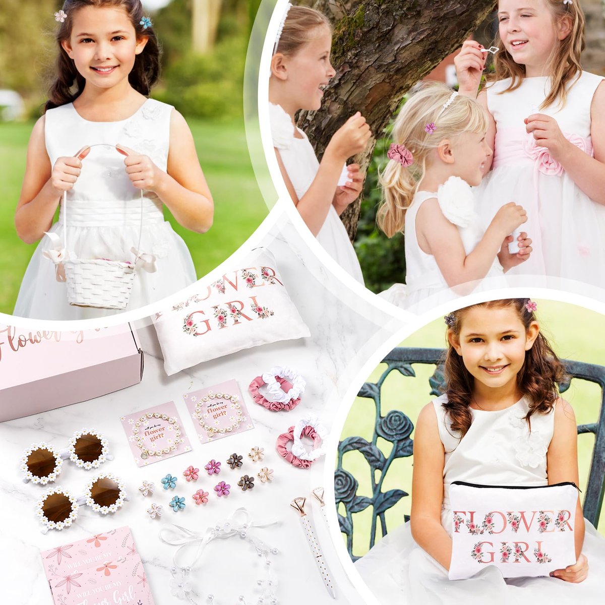 30-Piece Flower Girl Proposal Gift Set - Will You Be My Flower Girl Gift with Bag, Sunglasses, Makeup Bag, Headband, Bracelet, Pen, Hair Accessories & Card for Wedding Engagement Bridal Shower Avelisse