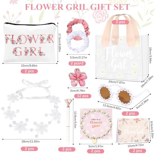 30-Piece Flower Girl Proposal Gift Set - Will You Be My Flower Girl Gift with Bag, Sunglasses, Makeup Bag, Headband, Bracelet, Pen, Hair Accessories & Card for Wedding Engagement Bridal Shower Avelisse
