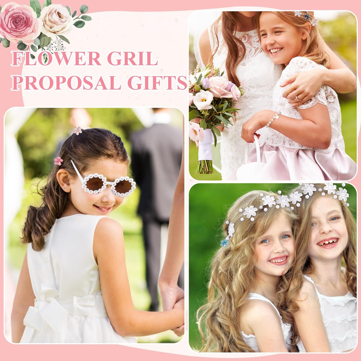 30-Piece Flower Girl Proposal Gift Set - Will You Be My Flower Girl Gift with Bag, Sunglasses, Makeup Bag, Headband, Bracelet, Pen, Hair Accessories & Card for Wedding Engagement Bridal Shower Avelisse