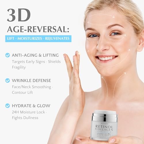 EnaSkin Retinol Collagen Face Cream – Anti Aging Wrinkle Cream for Women, Neck & Décolleté Moisturizer with 7% Hyaluronic Acid Serum, Day/Night Skin Firming & Tightening, 1.7 Oz Avelisse
