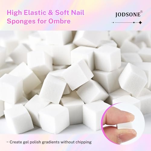JODSONE 100-Piece Soft Nail Sponges for Ombre & Gradient Nail Art with Stainless Steel Grabbing Pen - görsel 4