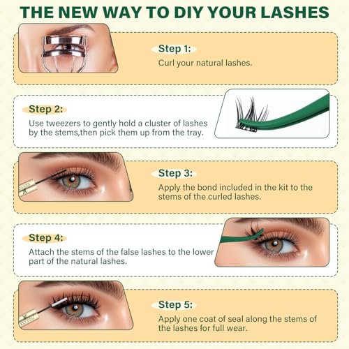 KEYYOULASH Manga Lash Clusters Kit 8-18mm DIY Eyelash Extensions - Natural Fairy Cluster Lashes with Bond, Seal, Remover & Applicator - Soft Thin Band (MG03) Avelisse