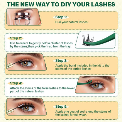 KEYYOULASH Manga Lash Clusters Kit 8-18mm DIY Eyelash Extensions - Natural Fairy Cluster Lashes with Bond, Seal, Remover & Applicator - Soft Thin Band (MG03) Avelisse