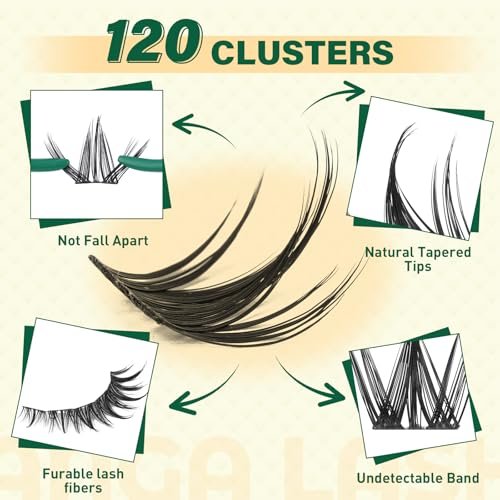 KEYYOULASH Manga Lash Clusters Kit 8-18mm DIY Eyelash Extensions - Natural Fairy Cluster Lashes with Bond, Seal, Remover & Applicator - Soft Thin Band (MG03) Avelisse