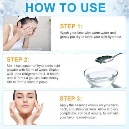 Pure Hyaluronic Acid Serum Powder for Skin & Face, 120g High Molecular Weight Anti-Aging HA Powder, Water Soluble, Gluten Free, Non-GMO – Includes Scoop Avelisse