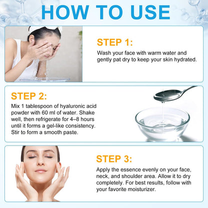 Pure Hyaluronic Acid Serum Powder for Skin & Face, 120g High Molecular Weight Anti-Aging HA Powder, Water Soluble, Gluten Free, Non-GMO – Includes Scoop Avelisse