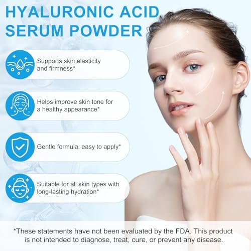 Pure Hyaluronic Acid Serum Powder for Skin & Face, 120g High Molecular Weight Anti-Aging HA Powder, Water Soluble, Gluten Free, Non-GMO – Includes Scoop Avelisse