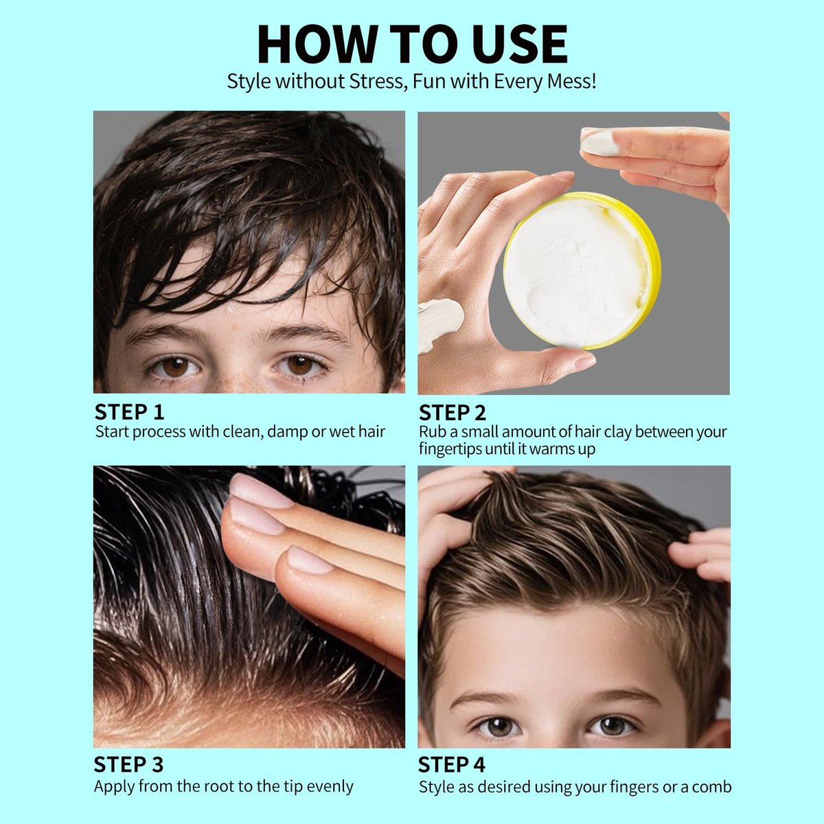 SEVICH Kids Hair Styling Pomade - Gentle Styling Clay for Toddlers & Kids, Water-Soluble, Long-Lasting Hold, Plant-Based, Sensitive Scalp Safe, 80g Avelisse