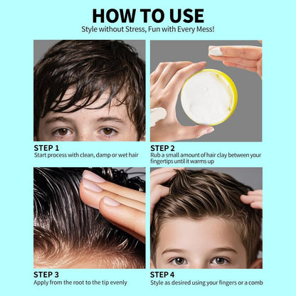 SEVICH Kids Hair Styling Pomade - Gentle Styling Clay for Toddlers & Kids, Water-Soluble, Long-Lasting Hold, Plant-Based, Sensitive Scalp Safe, 80g Avelisse