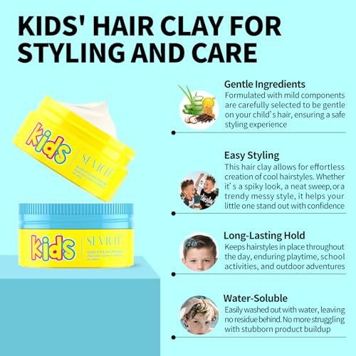 SEVICH Kids Hair Styling Pomade - Gentle Styling Clay for Toddlers & Kids, Water-Soluble, Long-Lasting Hold, Plant-Based, Sensitive Scalp Safe, 80g Avelisse