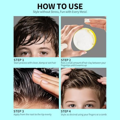 SEVICH Kids Hair Styling Pomade - Gentle Styling Clay for Toddlers & Kids, Water-Soluble, Long-Lasting Hold, Plant-Based, Sensitive Scalp Safe, 80g Avelisse