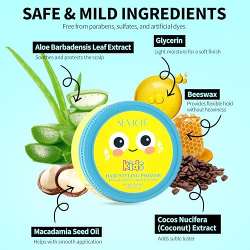 SEVICH Kids Hair Styling Pomade - Gentle Styling Clay for Toddlers & Kids, Water-Soluble, Long-Lasting Hold, Plant-Based, Sensitive Scalp Safe, 80g Avelisse