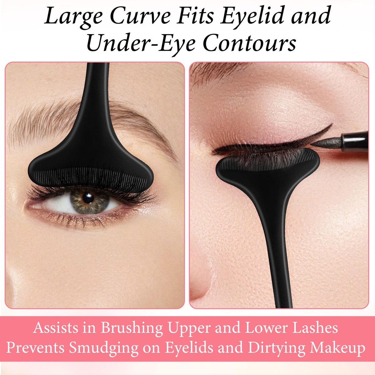 TIESOME 2 PCS Black Reusable Silicone Mascara Shield Guard - Beginner Friendly Eyelash Makeup Applicator Tool for Women Avelisse