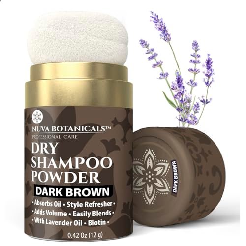 Nuva Botanicals Dark Brown Non-Aerosol Dry Shampoo Powder with Biotin, Lavender Extract & Korean Ginseng - Volumizing Travel Size (0.42 oz) - görsel 2