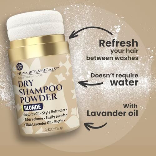 Nuva Botanicals Blonde Non Aerosol Dry Shampoo Powder with Biotin - Lavender Extract and Korean Ginseng - Volumizing Travel Size (0.42 oz) - görsel 8