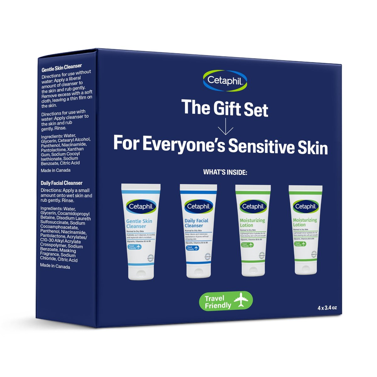CETAPHIL Skincare Gift Set & Travel Companion for Sensitive Skin | Gentle Skin Cleanser, Daily Facial Cleanser, 2 x Moisturizing Lotion | TSA Approved | Dermatologist Recommended Brand - görsel 1