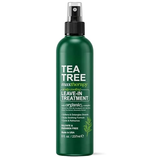 KESMEDIK Tea Tree Rosemary Leave In Conditioner - Detangler Spray for Frizz Control, Anti Dandruff & Itchy Scalp Relief - Paraben & Sulfate Free - 8 Fl Oz Avelisse