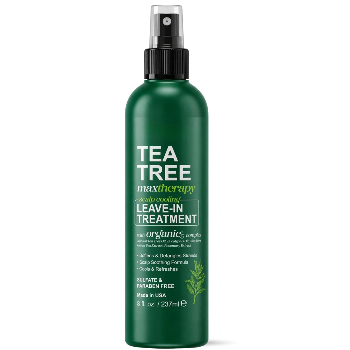 KESMEDIK Tea Tree Rosemary Leave In Conditioner - Detangler Spray for Frizz Control, Anti Dandruff & Itchy Scalp Relief - Paraben & Sulfate Free - 8 Fl Oz Avelisse