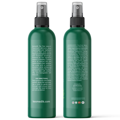 KESMEDIK Tea Tree Rosemary Leave In Conditioner - Detangler Spray for Frizz Control, Anti Dandruff & Itchy Scalp Relief - Paraben & Sulfate Free - 8 Fl Oz Avelisse